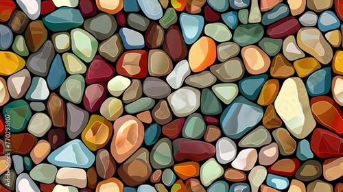 Abstract pebble mosaic seamless pattern, smooth stones in harmonious colors. Seamless Pattern, Fabric Pattern, Tumbler Wrap.