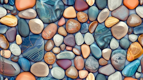 Abstract pebble mosaic seamless pattern  smooth stones in harmonious colors. Seamless Pattern  Fabric Pattern  Tumbler Wrap.