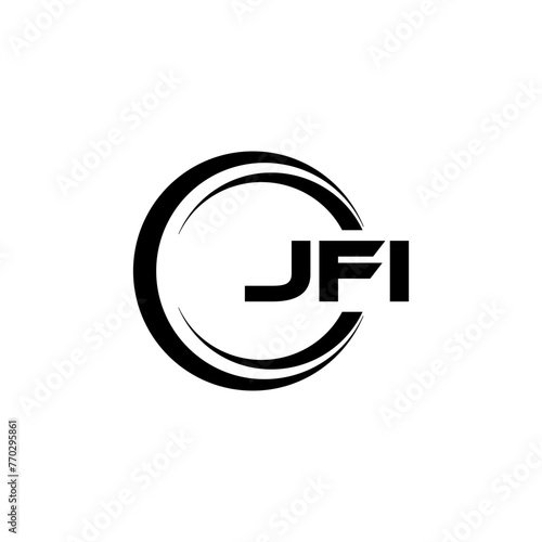 JFI letter logo design with white background in illustrator, cube logo, vector logo, modern alphabet font overlap style. calligraphy designs for logo, Poster, Invitation, etc. photo