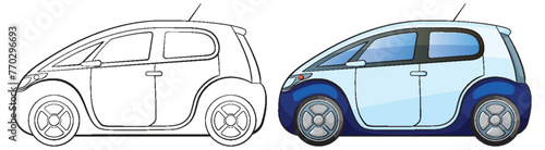 Outline to colored vector transformation of a car