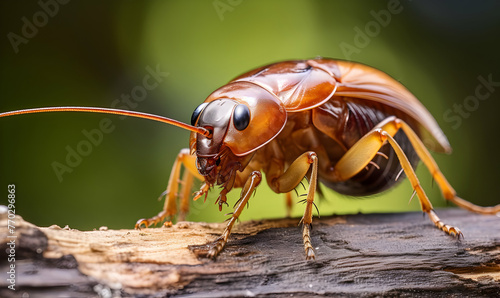 Close up of cockroach in nature, Thailand. (Selective focus)