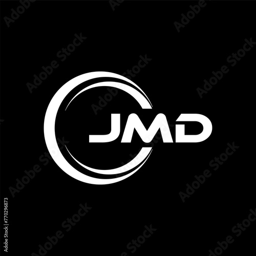 JMD letter logo design with black background in illustrator, cube logo, vector logo, modern alphabet font overlap style. calligraphy designs for logo, Poster, Invitation, etc. photo