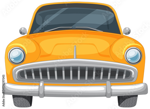Brightly colored vintage car in vector style