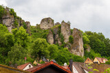Rocks in town Pottenstein, Franconian Switzerland, Germany