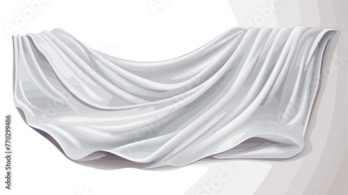White flying cloth with gray shadows. Piece of fabr