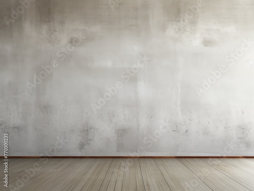 A large  empty room with a white wall and wooden floor. The room is bare and uncluttered  with no furniture or decorations