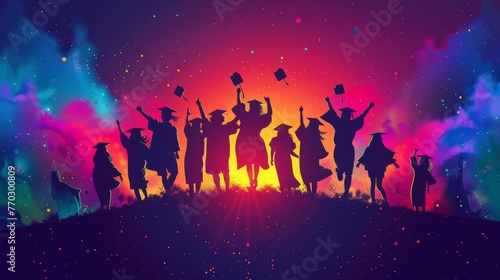 Celebrate the graduation of students, diploma academic concept