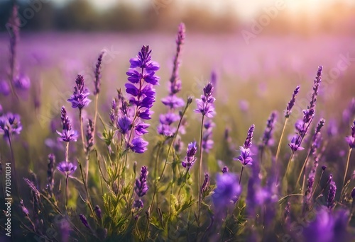 Beautiful purple meadow flowers in early spring