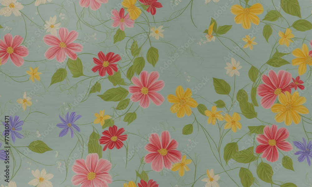 Flowers. Abstract seamless pattern. AI generated.
Flowers. Abstract seamless pattern. AI generated.