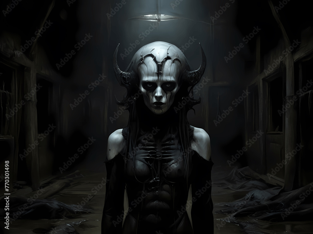 Dark Art Portrait in a Desolate Barn Dark Art Portrait in a Desolate Barn