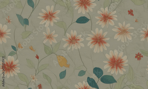 Flowers. Abstract seamless pattern. AI generated. 