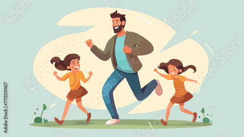 Young Parent with Kids Dancing to Music Moving Body