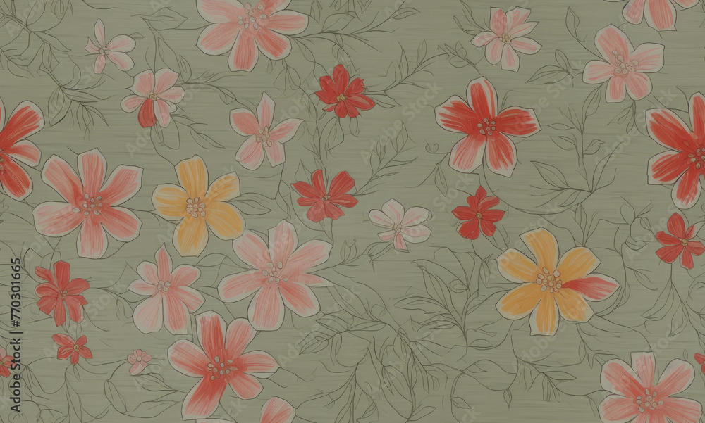 Flowers. Abstract seamless pattern. AI generated.
Flowers. Abstract seamless pattern. AI generated.