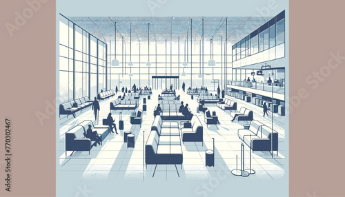 Concept of the image of an international airport. Vector illustration.