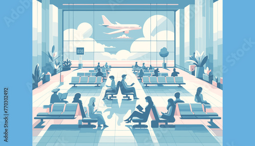 Concept of the image of an international airport. Vector illustration.