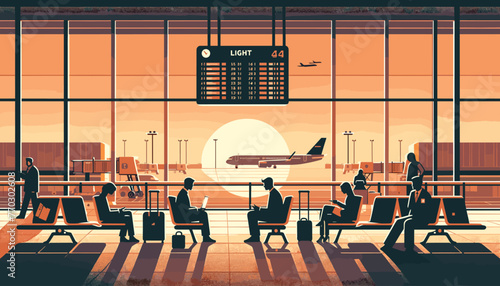 Concept of the image of an international airport. Vector illustration.