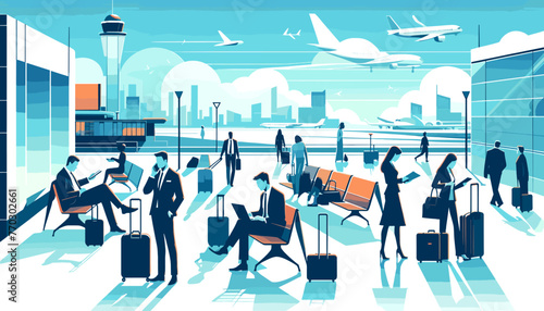 Concept of the image of an international airport. Vector illustration.