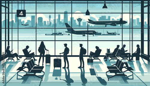 Concept of the image of an international airport. Vector illustration.