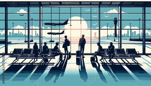 Concept of the image of an international airport. Vector illustration.