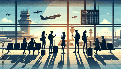 Concept of the image of an international airport. Vector illustration. photo