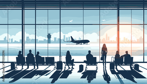 Concept of the image of an international airport. Vector illustration.