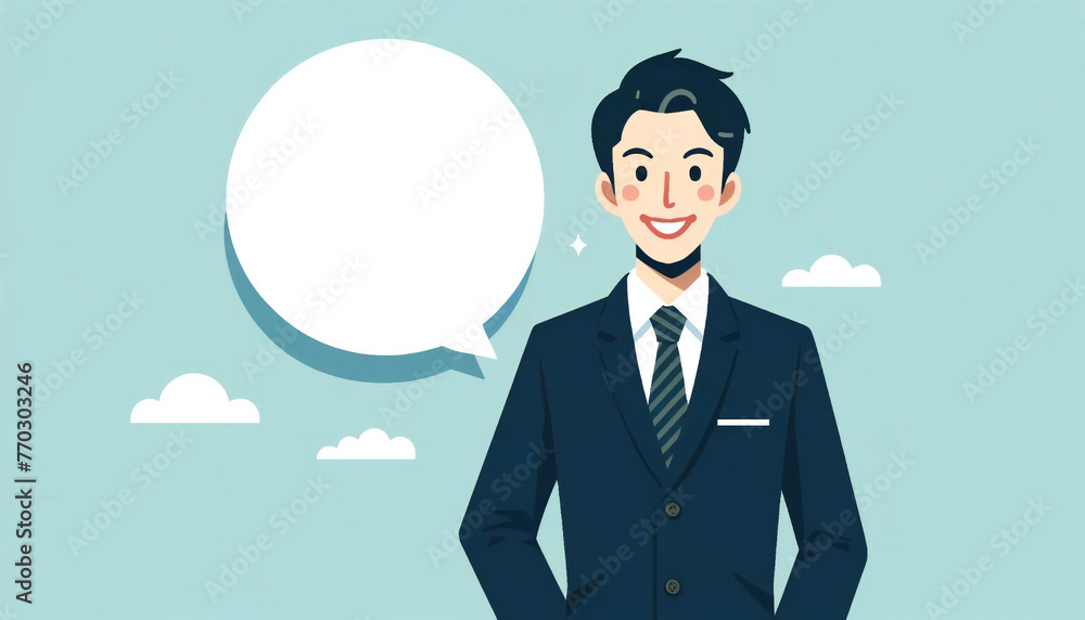 お知らせを伝える男性 お知らせを伝える男性