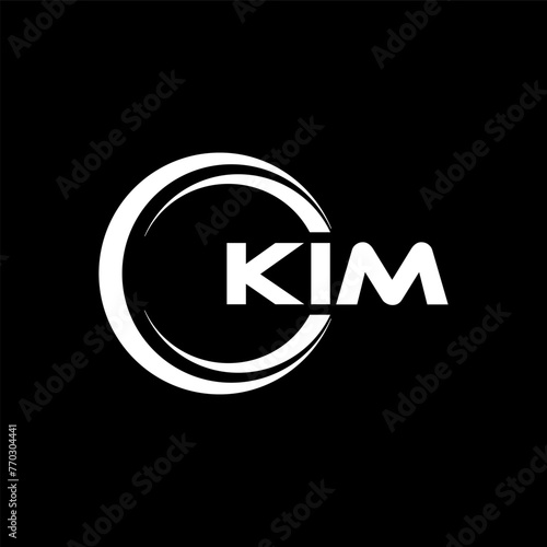 KIM letter logo design with black background in illustrator, cube logo, vector logo, modern alphabet font overlap style. calligraphy designs for logo, Poster, Invitation, etc. photo