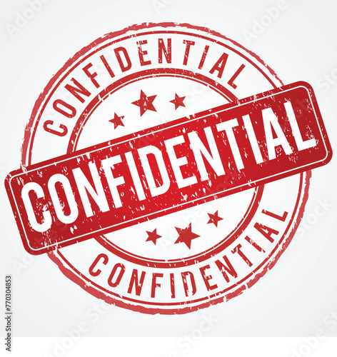confidential stamp in Grunge Red Shade