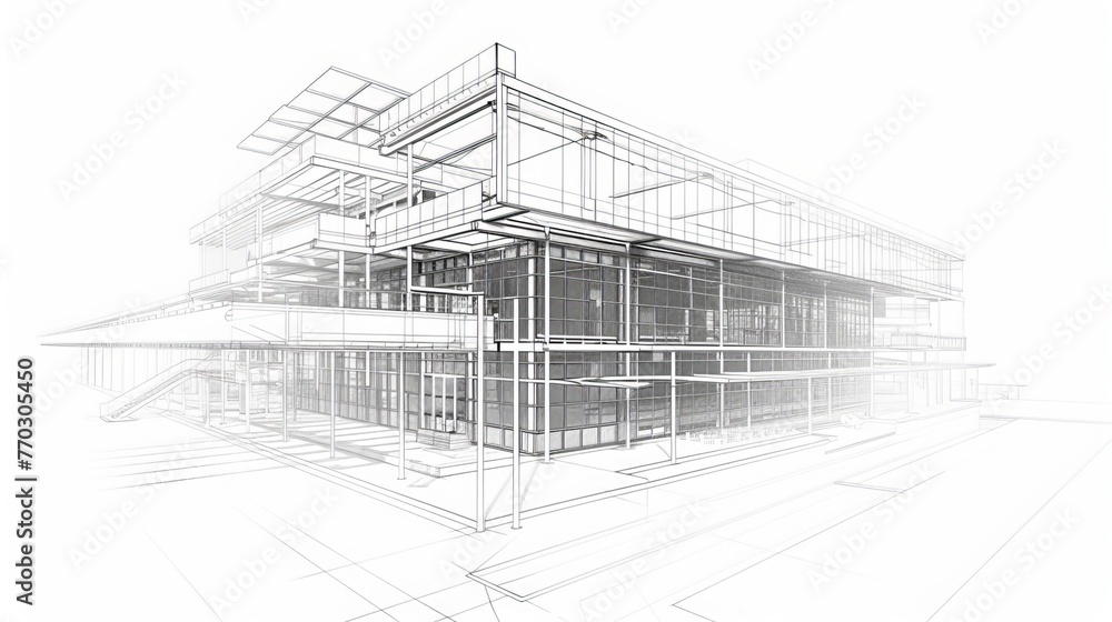 sketch the design of a modern building.