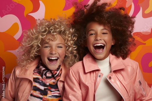 two children's hands are immersed in pink and yellow paint, evoking a sense of joy and creativity