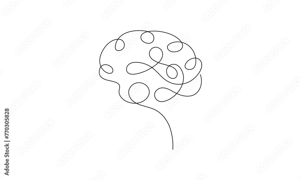 Vector continuous one simple single abstract line drawing of human brain isolated on a white background
Vector continuous one simple single abstract line drawing of human brain isolated on a white background