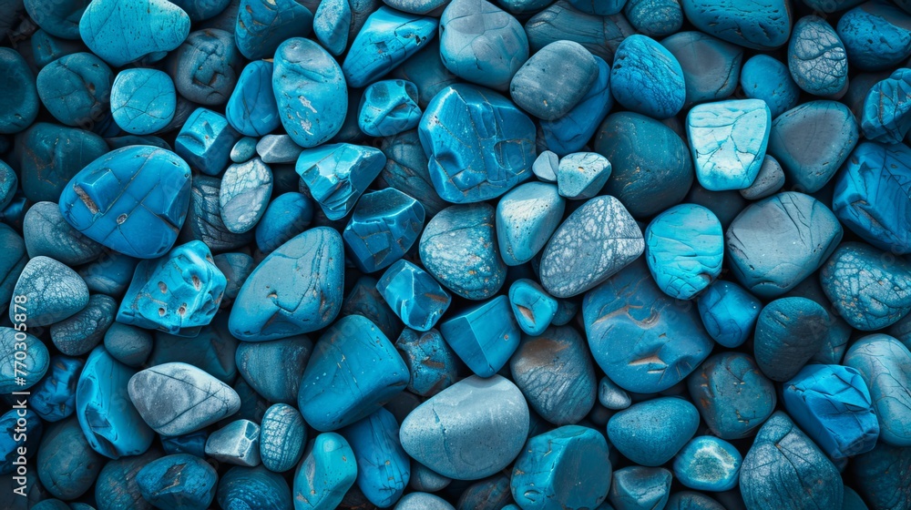 background image full of blue pebbles - obrazy, fototapety, plakaty 