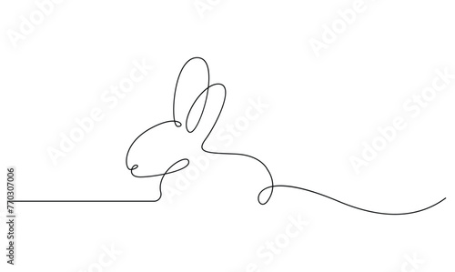 Vector continuous one simple single abstract line drawing of Rabbit pet animal isolated on a white background photo
