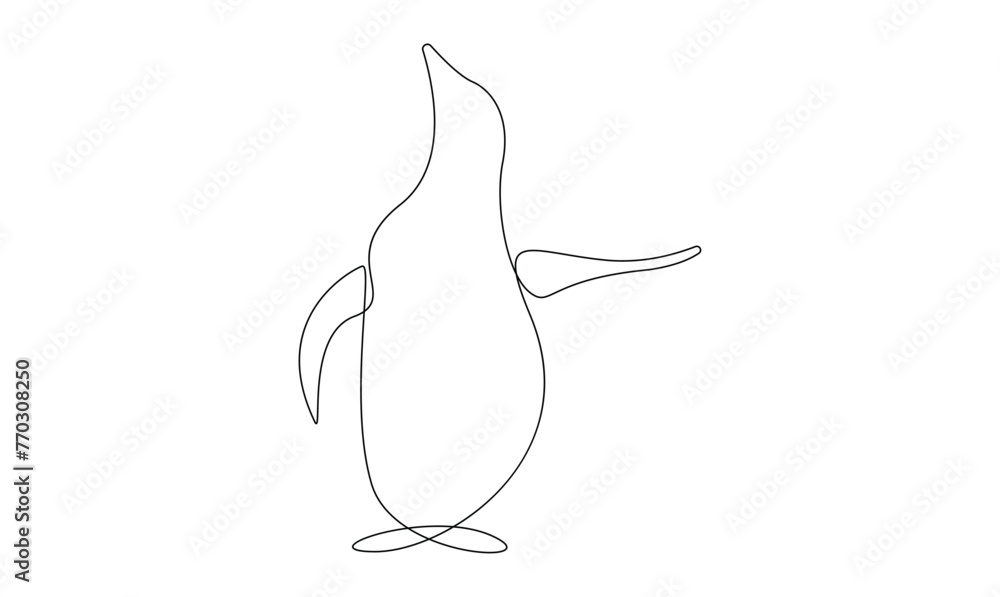 Vector continuous one simple single abstract line drawing of Penguin bird isolated on a white background minimalist Vector continuous one simple single abstract line drawing of Penguin bird isolated on a white background minimalist