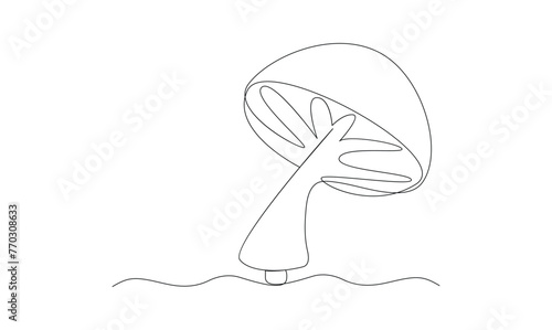 Vector continuous one simple single abstract line drawing of Mushroom isolated on a white background
