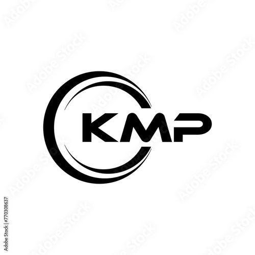 KMP letter logo design with white background in illustrator, cube logo, vector logo, modern alphabet font overlap style. calligraphy designs for logo, Poster, Invitation, etc. photo