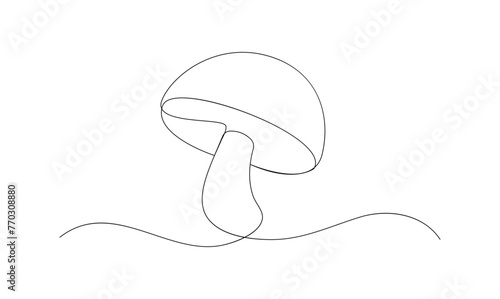 Vector continuous one simple single abstract line drawing of Mushroom isolated on a white background
