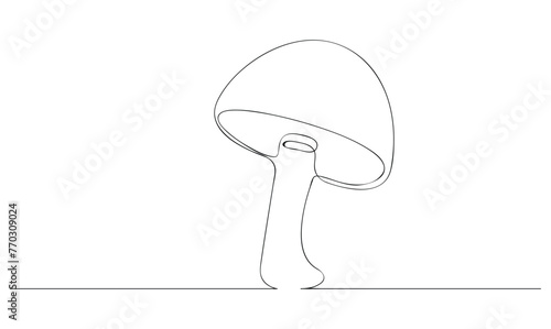 Vector continuous one simple single abstract line drawing of Mushroom isolated on a white background
