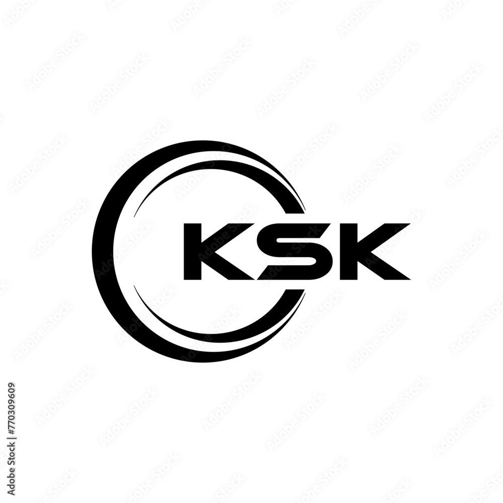 KSK letter logo design with white background in illustrator, cube logo ...