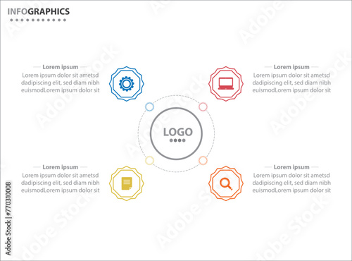 Circle infographic template with 4 options for presentations. Vector infographic design template. diagram, number options. Data visualization. Business concept with 4 steps, four process.