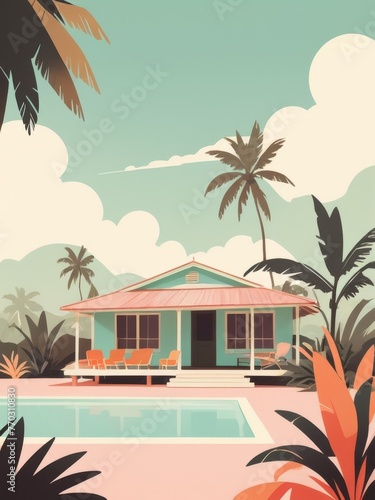 beach and resort vintage colorful flat illustration