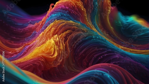 Abstract rainbow color fractal background, 8k, wallpaper, waves