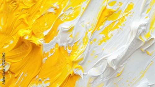 Abstract background of vivid yellow and white color mixing with different tints creating uneven surface - generative ai