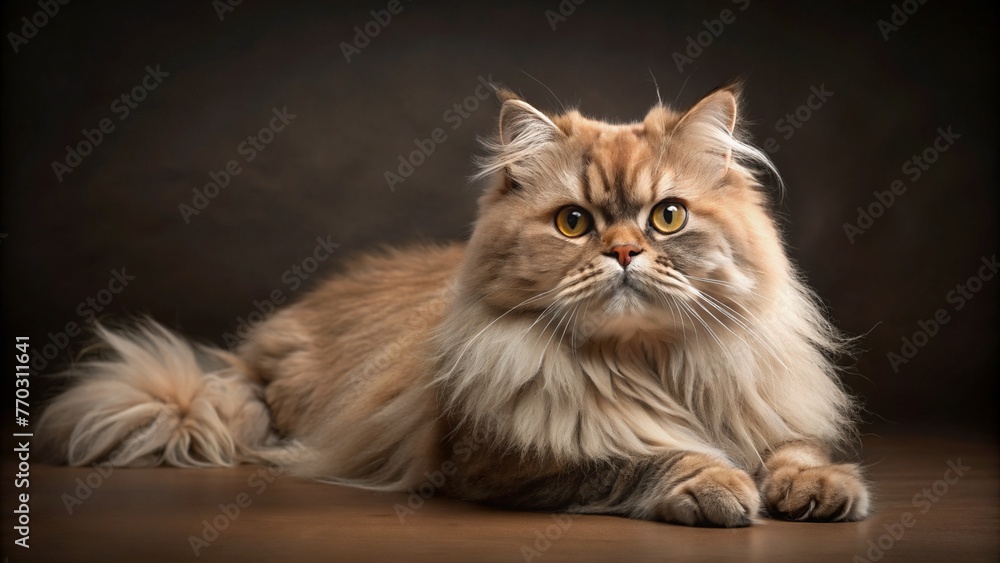 persian cat on a black background