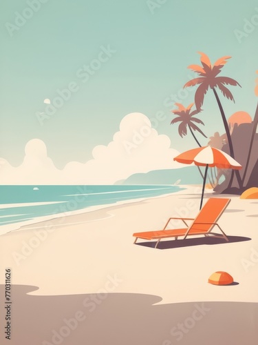 beach and resort vintage colorful flat illustration