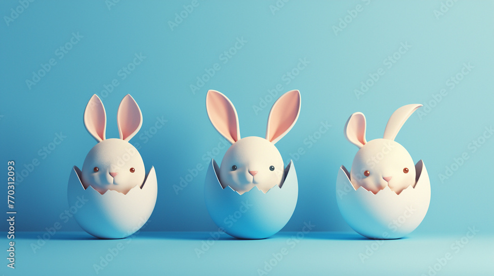 Easter bunny rabbit in egg. Easter holiday concept.
