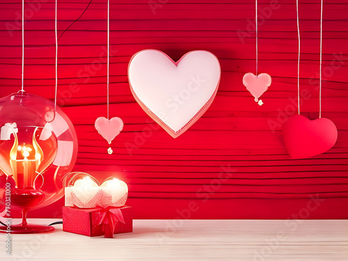 Valentine's big heart shape with a little lamp decoration background