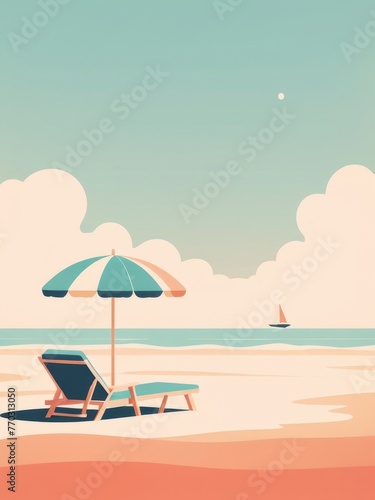 beach and resort vintage colorful flat illustration