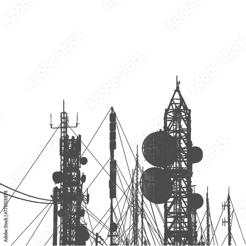 communication tower with antennas Silhouette photo