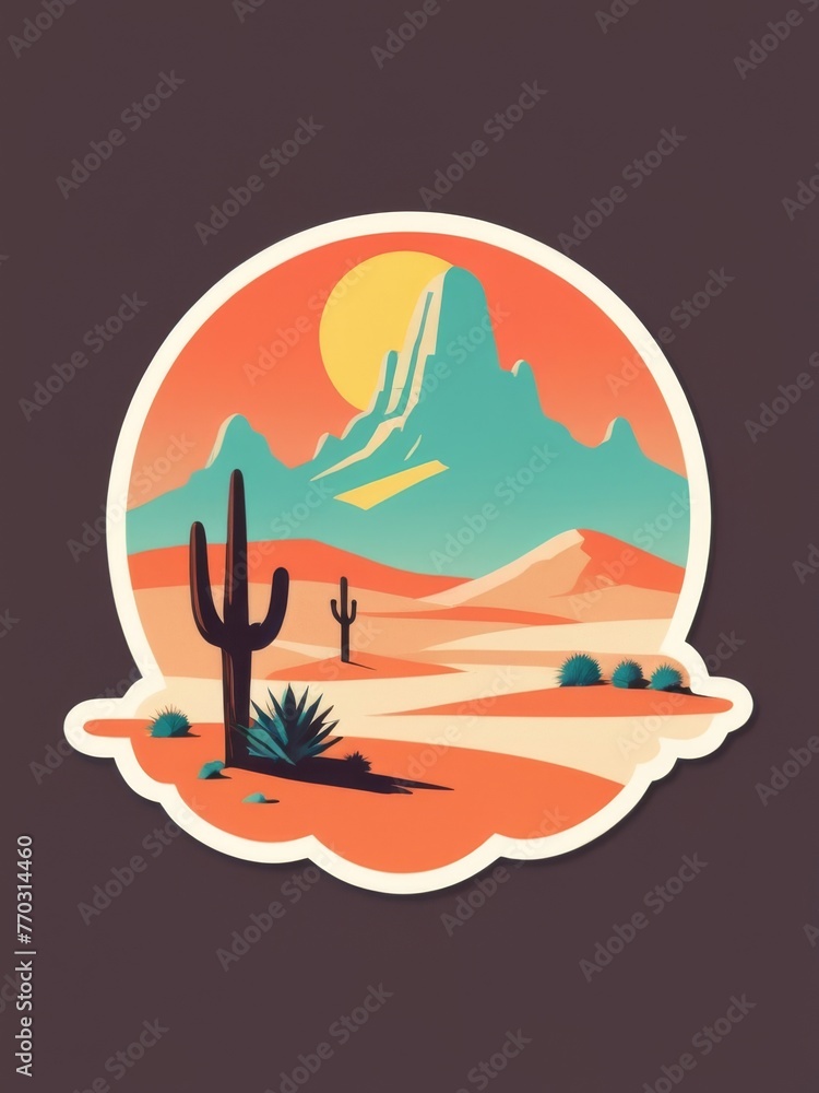 desert vintage colorful flat illustration